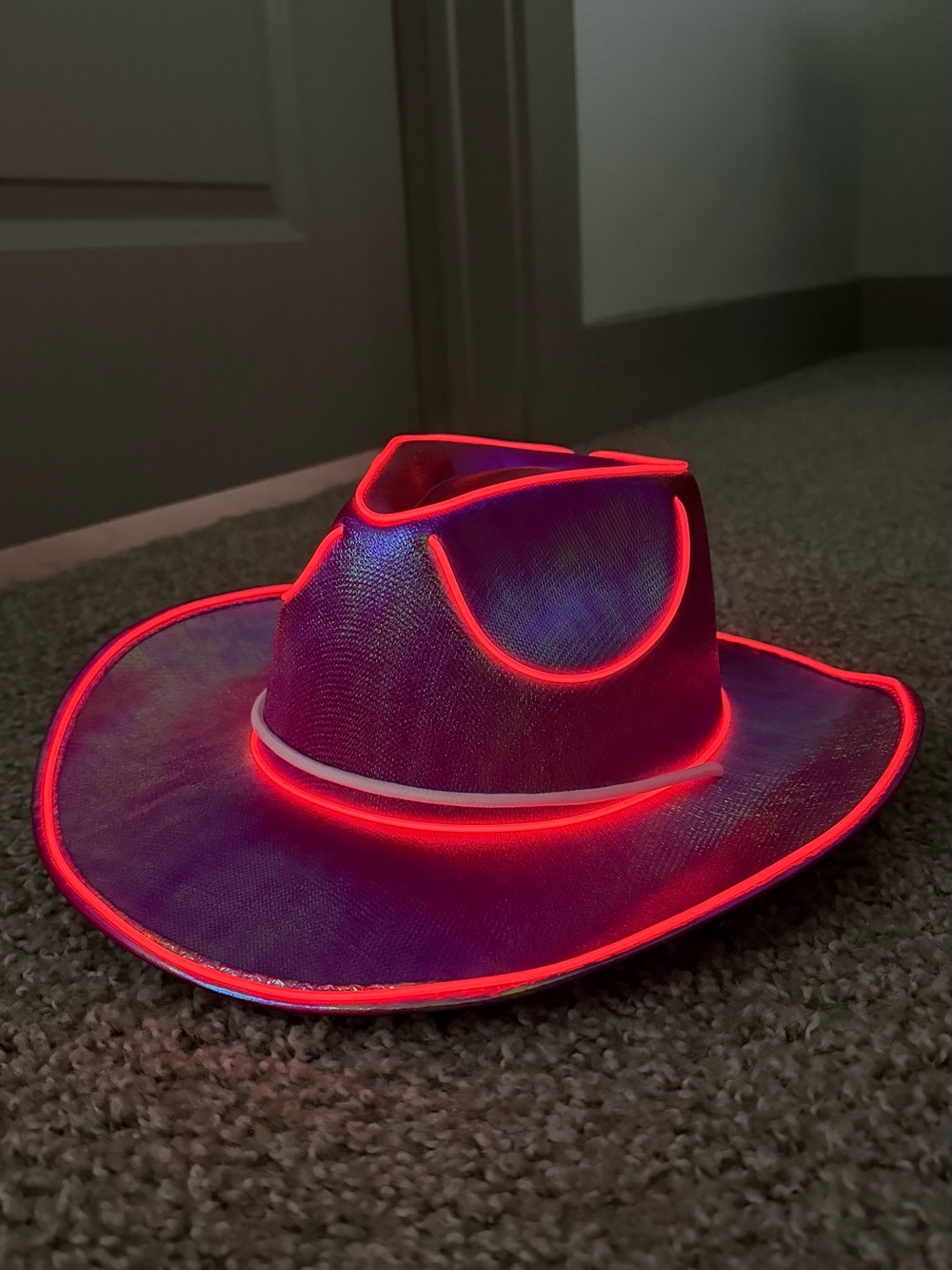 Holographic Pink Cowboy Hat with LED Lighting - VR, AR & Accessories